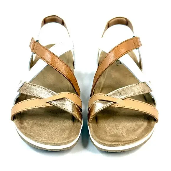 Earth Women's Sterling  Sandals Size 6W COLOR:COGNAC/GOLD MULTI LEATHER NWT - Picture 2 of 9